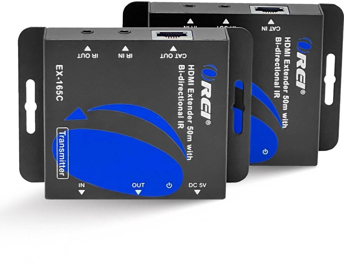 OREI - HDMI Extender over Ethernet - EX-165C - via Cat6/Cat7 Kabel tot 70 meter - 1080p Full HD, Local Loop Out Optie, met IR Control EDID POC Functie Zender en Ontvanger