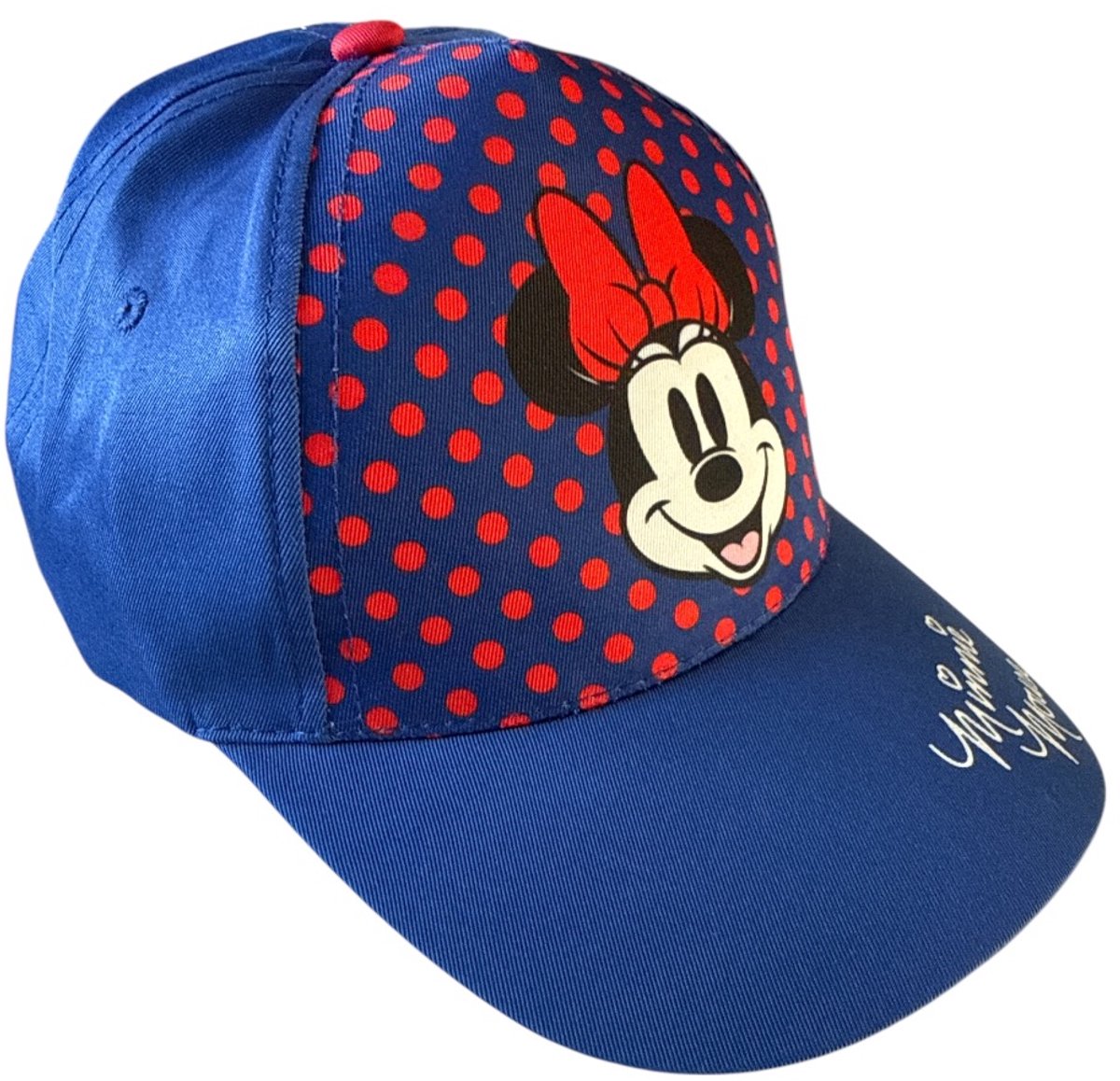Minnie Mouse Kinderpet – Disney Pet Meisjes – Baseball Cap Blauw met Rode Stippen – Verstelbaar 52-54 cm