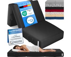 ELONEO Opvouwbaar Matras - 3-Delig Vouwmatras, Extra Dik 15 cm Schuim, Wasbaar en Draagbaar Logeermatras voor Volwassenen, Eenpersoonsbed (Zwart, 75 x 195 x 15 cm)