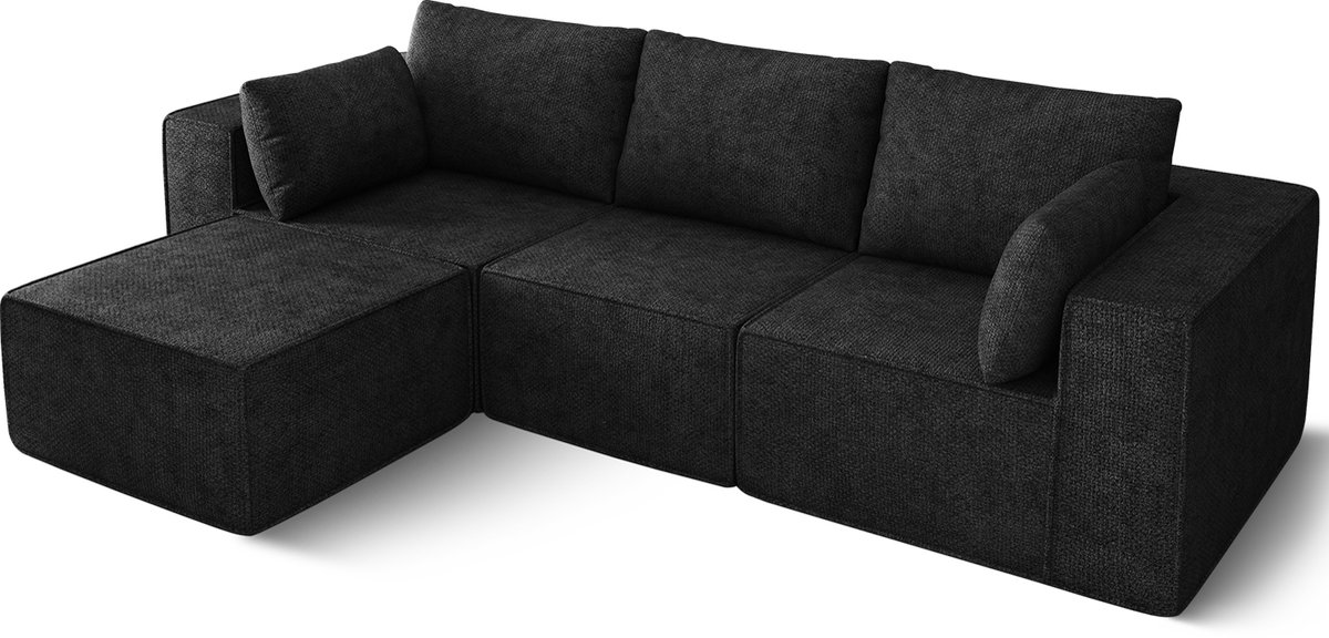Fukstern Hoekbanken hooge Ergonomische Comfort - Multifunctioneel L-vormige moderne hoekbank - Modulair Ontwerp - Zwart