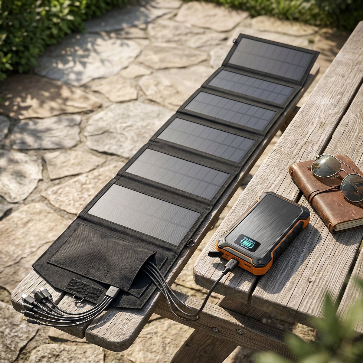 Inheim® 20W Opvouwbaar Zonnepaneel – Draagbare Solar Charger voor Powerbank, Telefoon en Outdoor – Camping & Noodstroom – foto 3