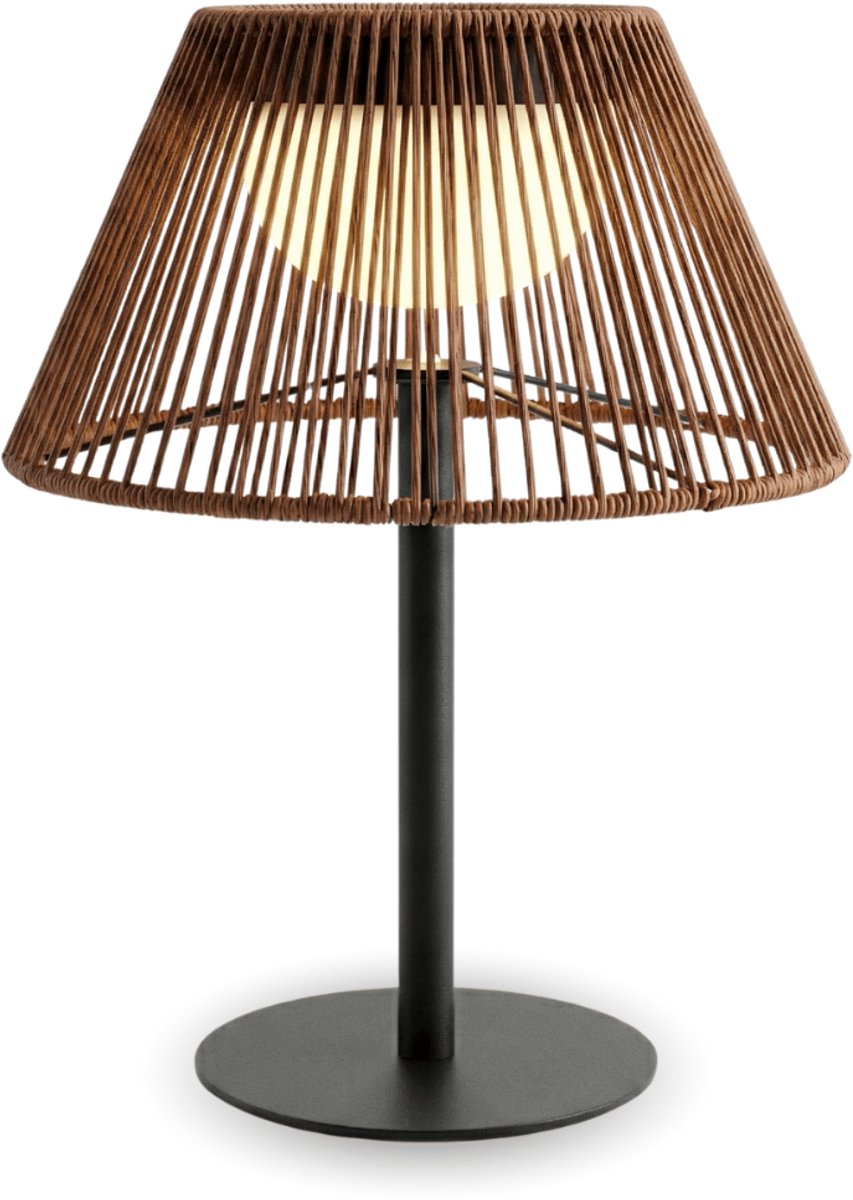 ZOLUNA Solar Tafellamp Moos – Buitenlamp op Zonne-energie – Geweven Look – Warm Wit Licht – 12 Uur Brandtijd – IP44 Waterdicht – Sfeervolle Tuinverlichting