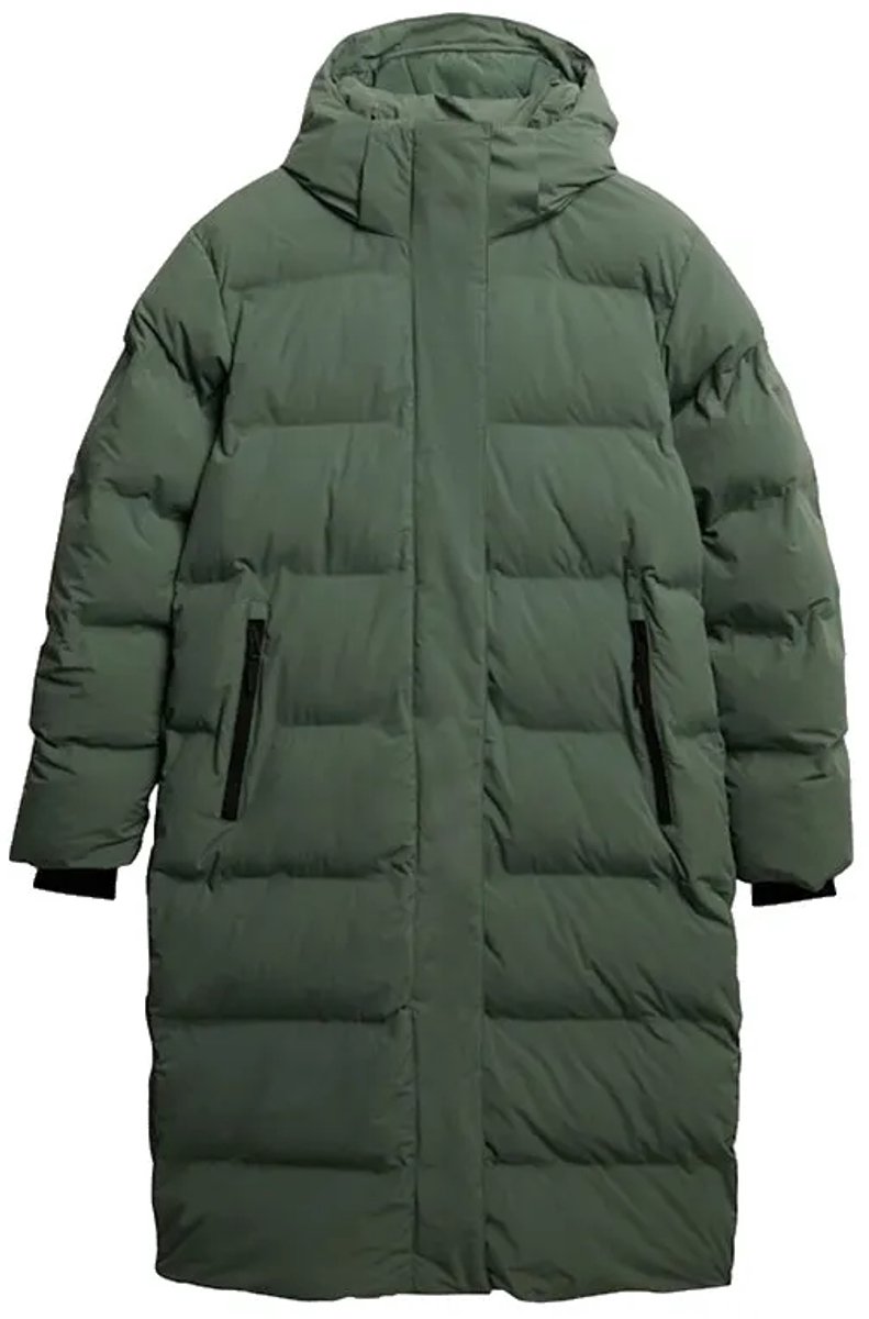 Superdry Lange Puffer Jas met Capuchon Dames Gewatteerde jassen Khaki
