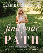 Carrie Underwood op de cover van haar boek 'Find Your Path'. Ze draagt een lichte top en lange witte rok.