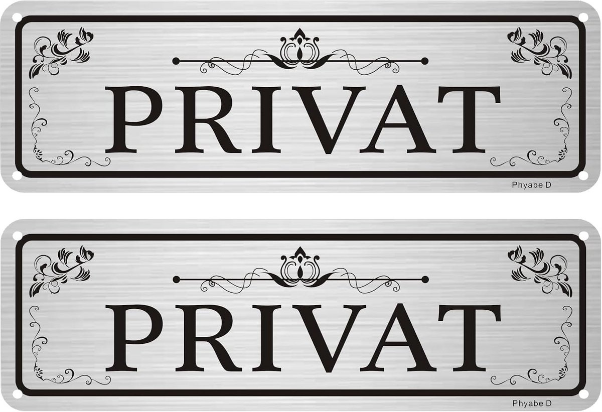 Set van 2 Privacy Deurborden Zelfklevend Duurzaam Aluminium 25x8 cm