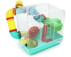 Zyrex® Hamsterkooi - Knaagdierkooi - Kooi - Inklapbare Deksel - Veelkleurig - 24cm x 33cm x 33cm