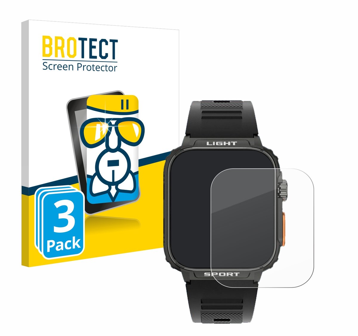 Screenprotector 3 Stuks voor Bekomiya Smartwatch 1.91" Beschermglas transparant