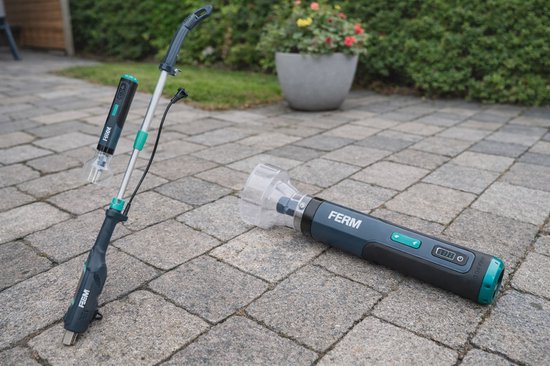 Foto: Onkruidverwijdering set draadloze onkruidborstel krachtige onkruidbrander 2000 watt snoerloos telescopisch milieuvriendelijk snel onkruid mos en vuil verwijderen tussen tegels ideaal voor oprit en terras onkruidverbrander onkruid bestrijder