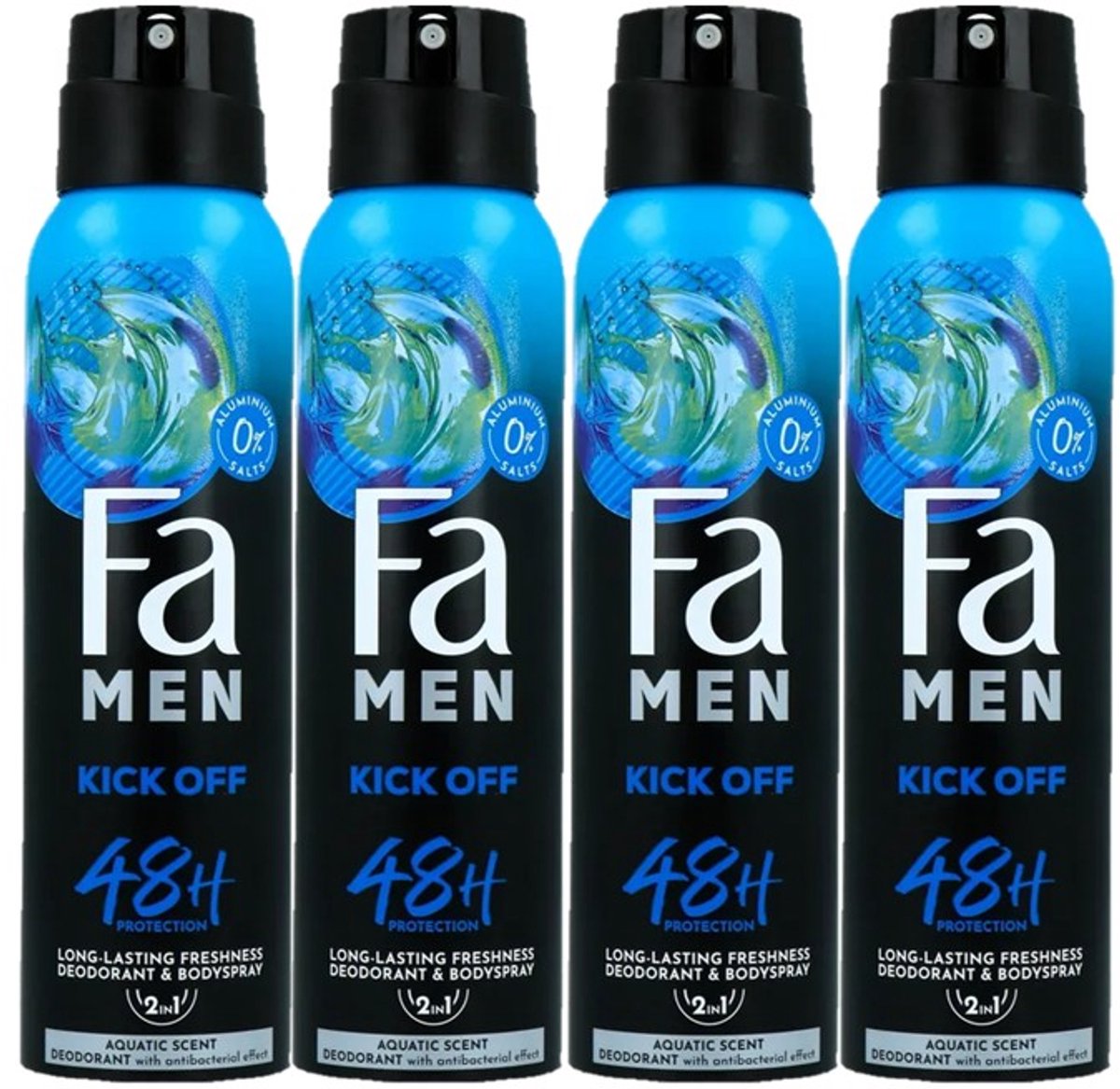 Fa Men Kick-Off - Deodorant & Bodyspray 2in1 - 4 x 150ml