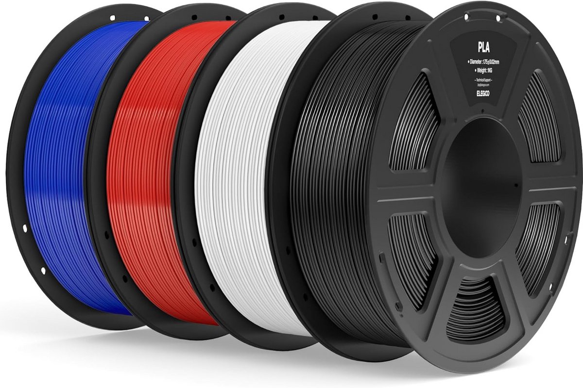 3D Printer Filament PLA 1.75mm Set - Wit, Rood en Blauw (4KG Totaal)