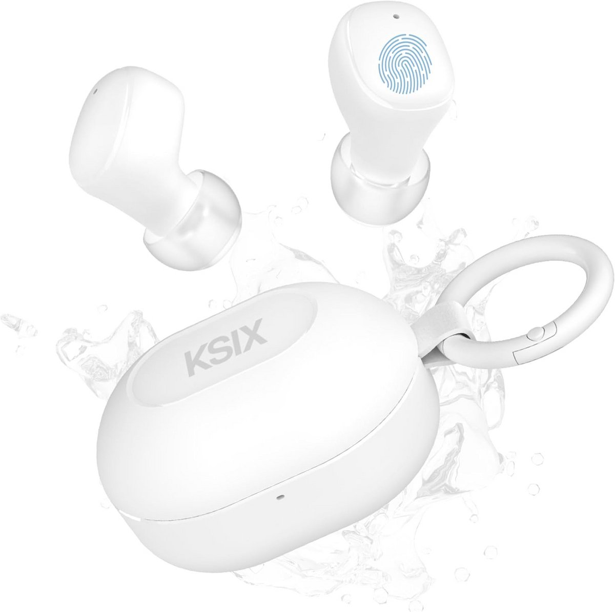 Draadloze Oordopjes True Wireless met Oplaadcase en Karabijnhaak IPX4