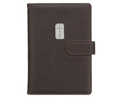 Christian Art Gifts Inspirational Magnetic Closure Journal W/Pen Holder, Man of God - 1 Tim. 6:11 Bible Verse, Dark Brown W/Cross Applique, Wide Ruled Notebook, 336 Lined Pages W/Scripture, 8.8" X 6"