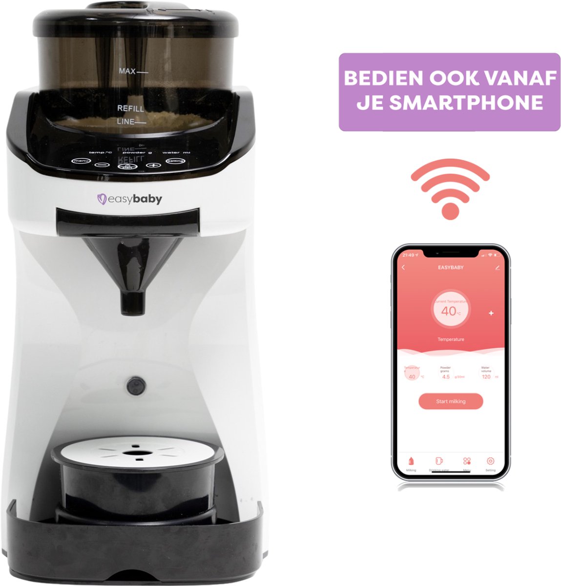 Bol.com Easybaby® Milk Maker - Flesvoeding Apparaat / Baby Melk Machine - Automatische Baby Fles Maker - Baby Senseo - Flessenwa... aanbieding
