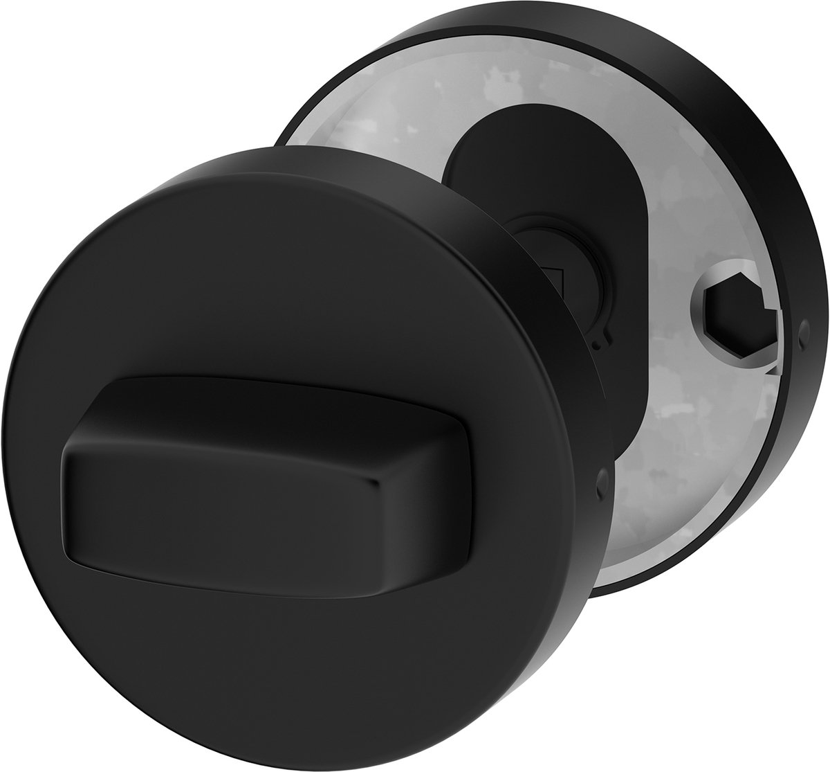 ERGO line Deurbeslag- WC Slot - Mat Zwart, voor toilet/badkamer, Rozet met toiletsluiting, WC-rosetset zwart - Ronde rozetten voor badkamer- en toiletdeuren