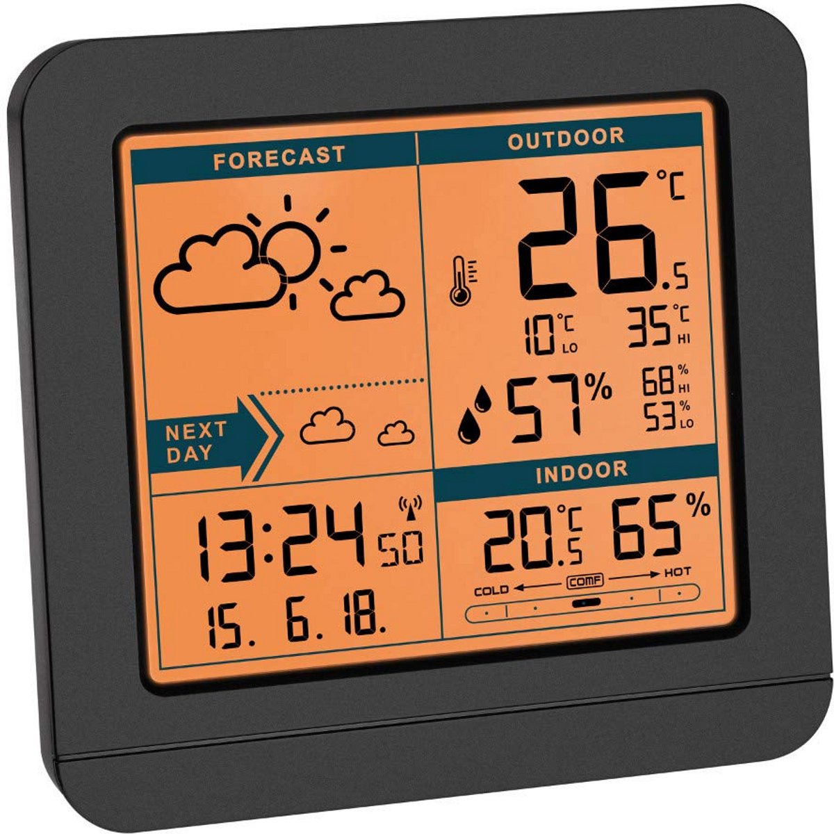Draadloos Weerstation met Buitensensor, Weersvoorspelling en Radiogestuurde Klok