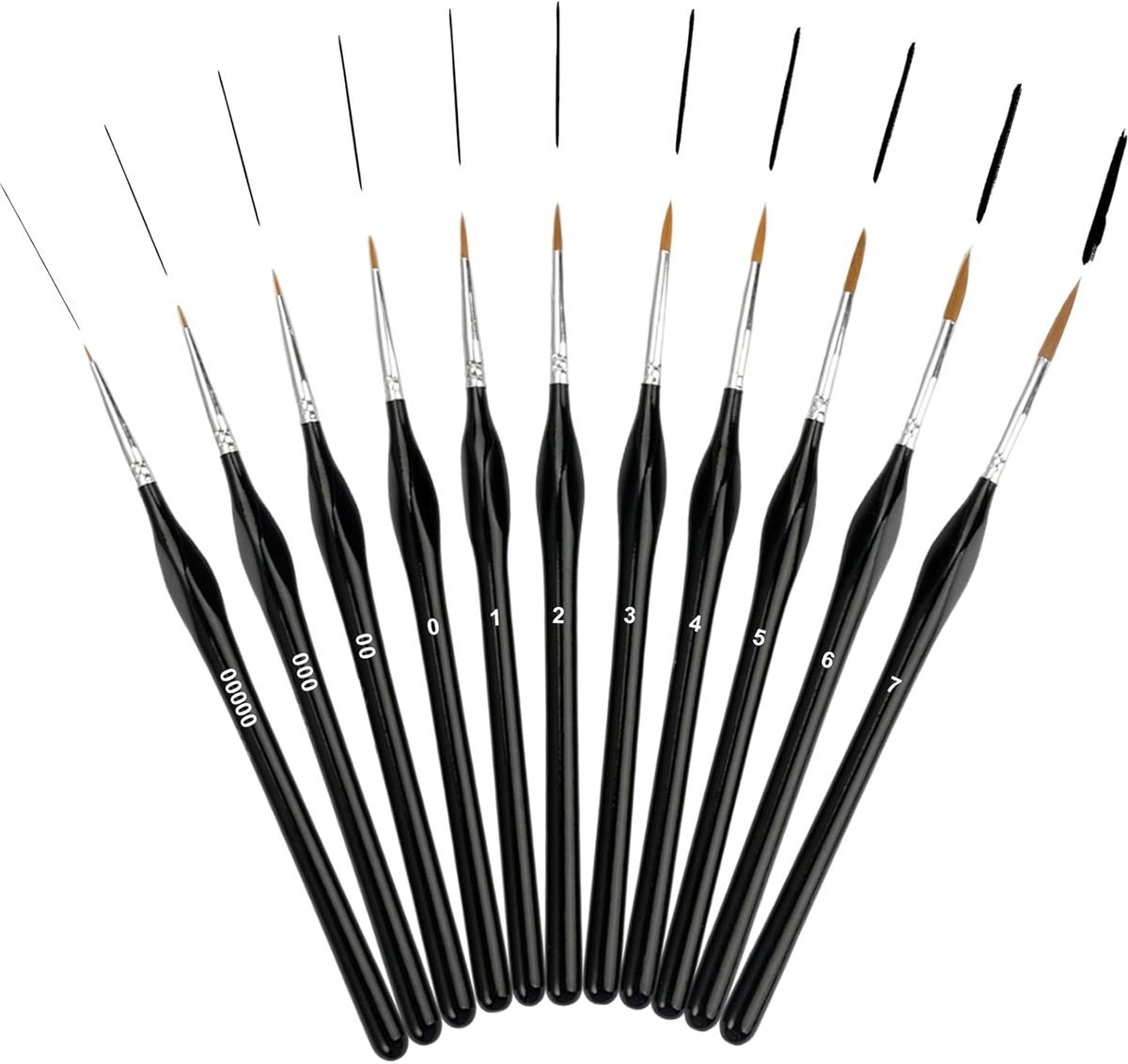 10x Penselen - Penseelset - Details schilderen - Miniatuur - Schilderen op nummer - Detail paint brushes - Hobby verfkwasten - Lijnschilderen - Jonyx