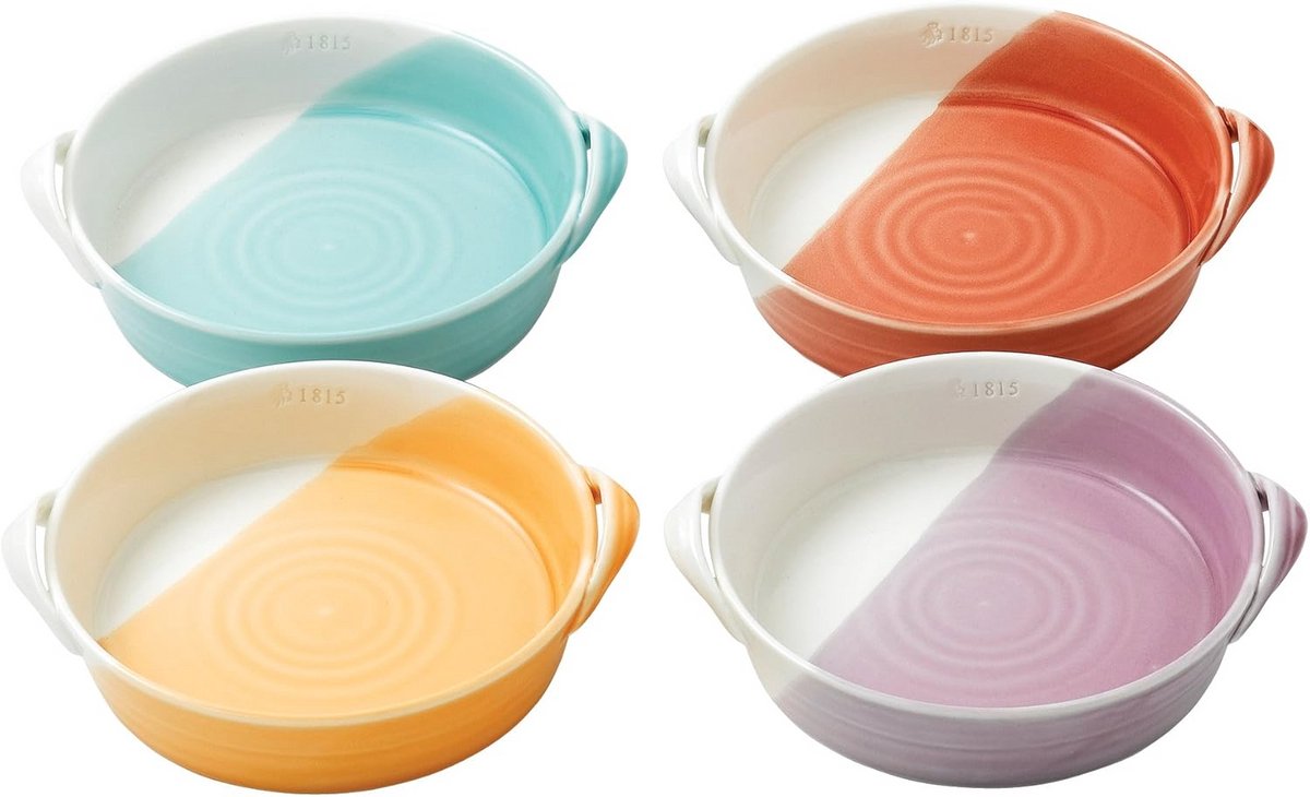 Serveerschotel Porselein 17cm in Kleurrijke Mixed Set van 4