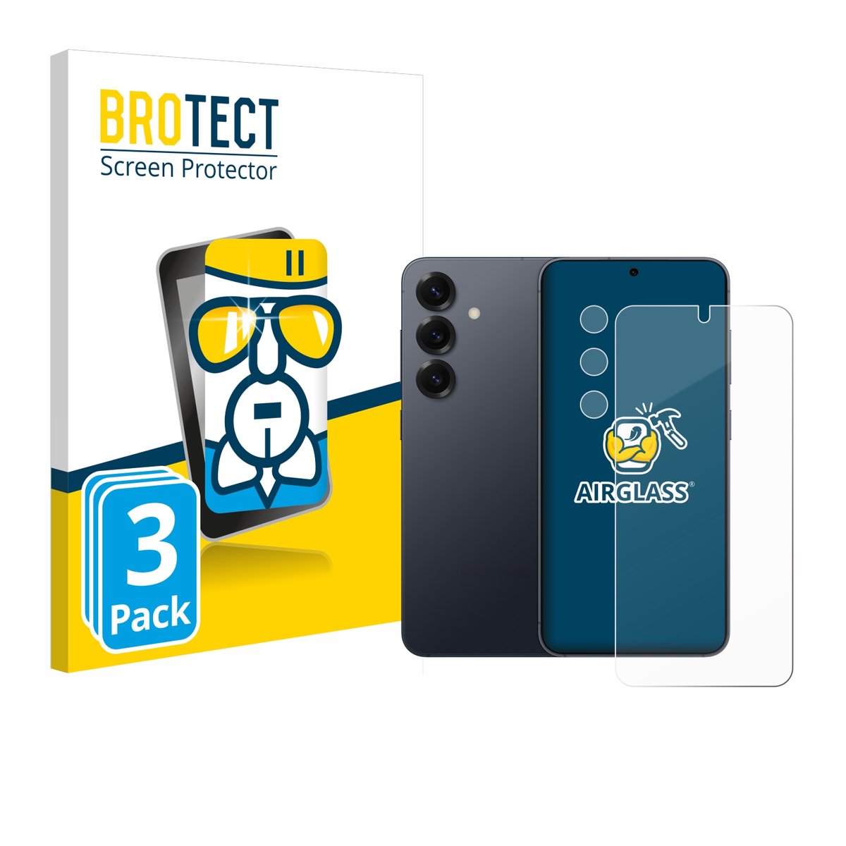 Screenprotector 3 Stuks voor Samsung Galaxy S25 (Voor+Camera) Beschermglas transparant