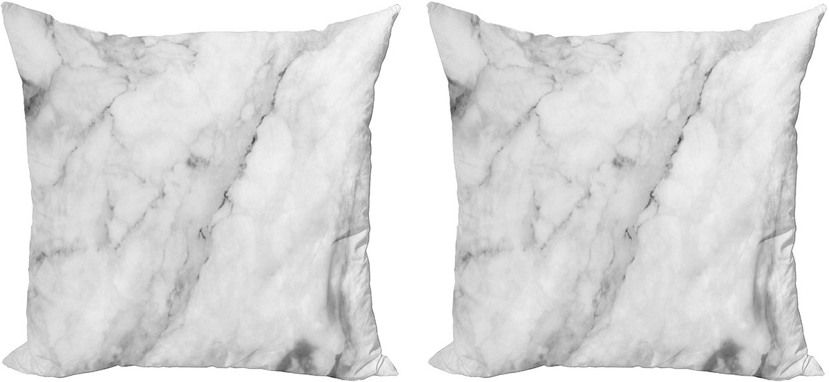 ABAKUHAUS Marmeren Kussenhoezenset (2 stuks), Granietmotief, 45 cm, Grijs/Stofwit Grijs stof wit