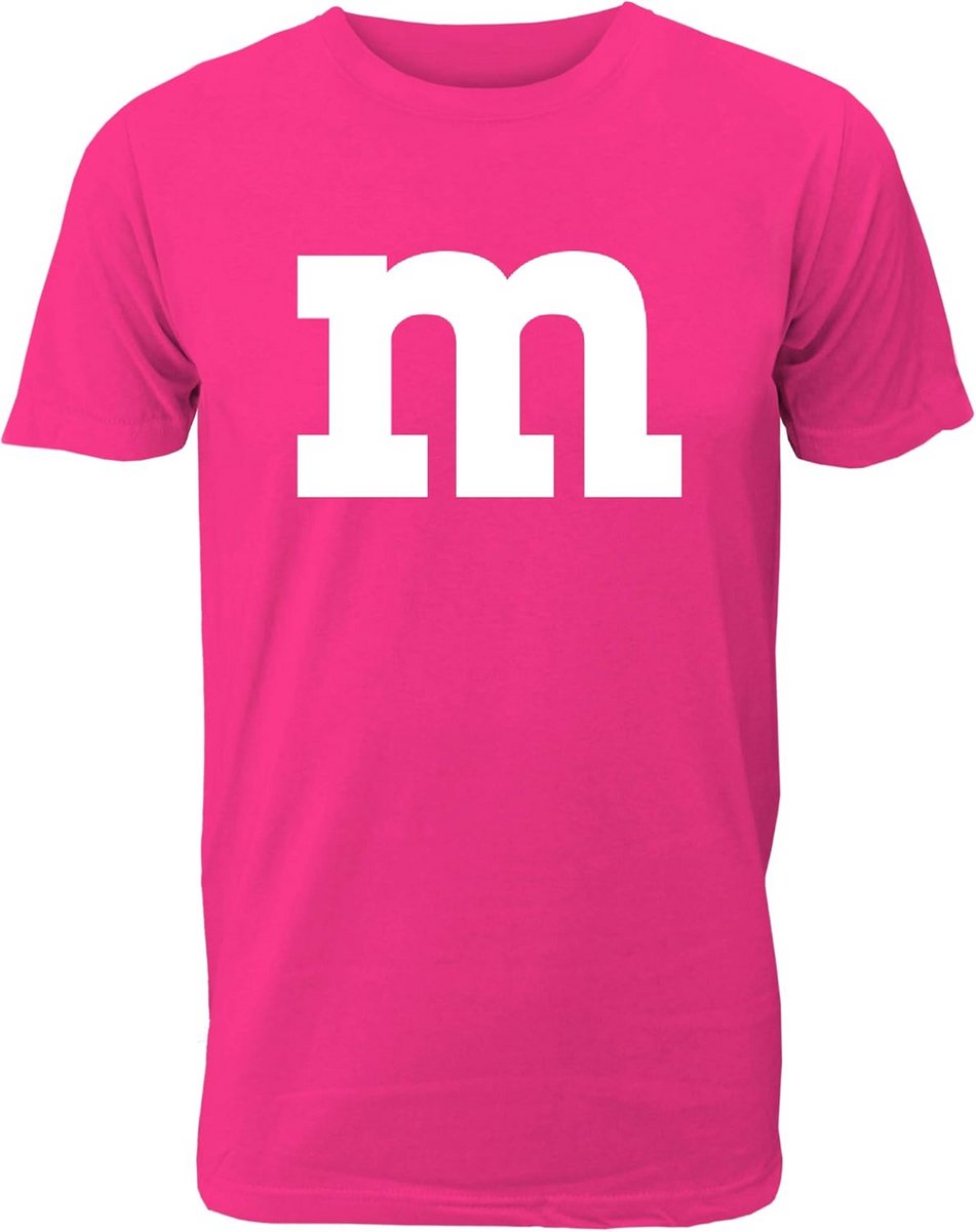 Roze Carnaval T-shirt met M Opdruk voor Heren - Feestkleding en Groepskostuum