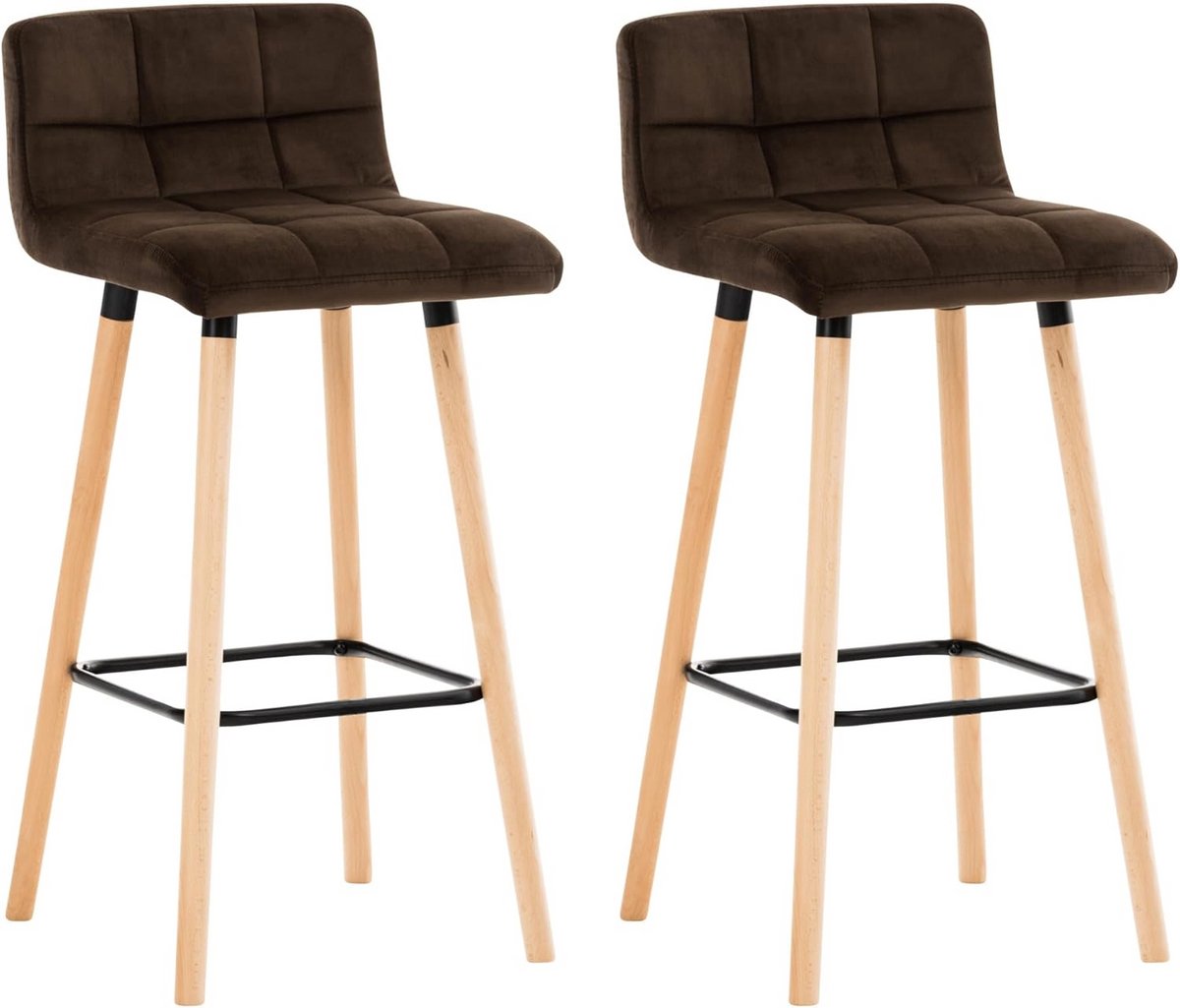 Set van 2 Barkrukken met Fluwelen Bekleding en Houten Frame - Comfortabel & Stijlvol