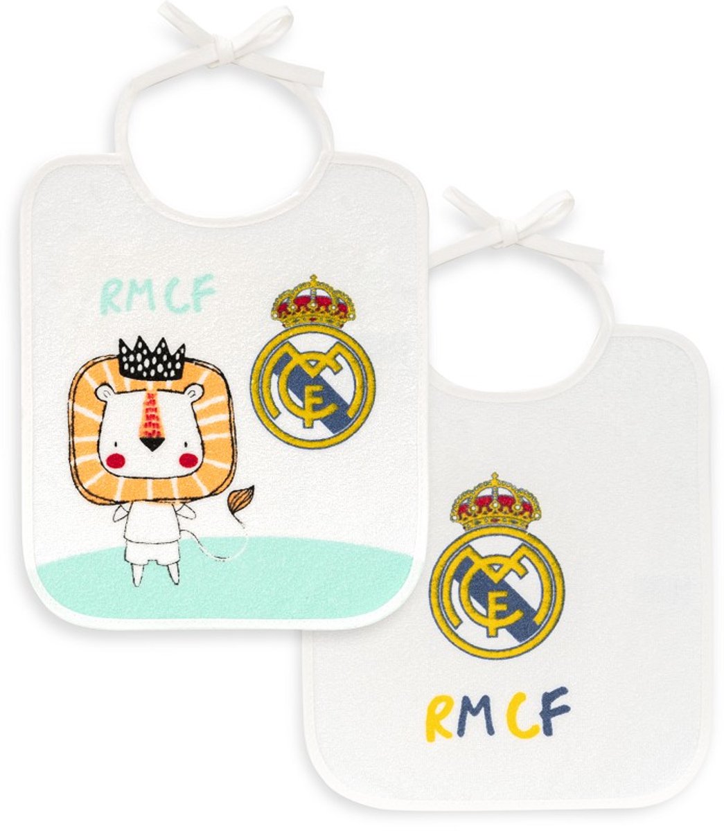REAL MADRID™ - slabbetjes set - waterdicht badstof katoen - wit