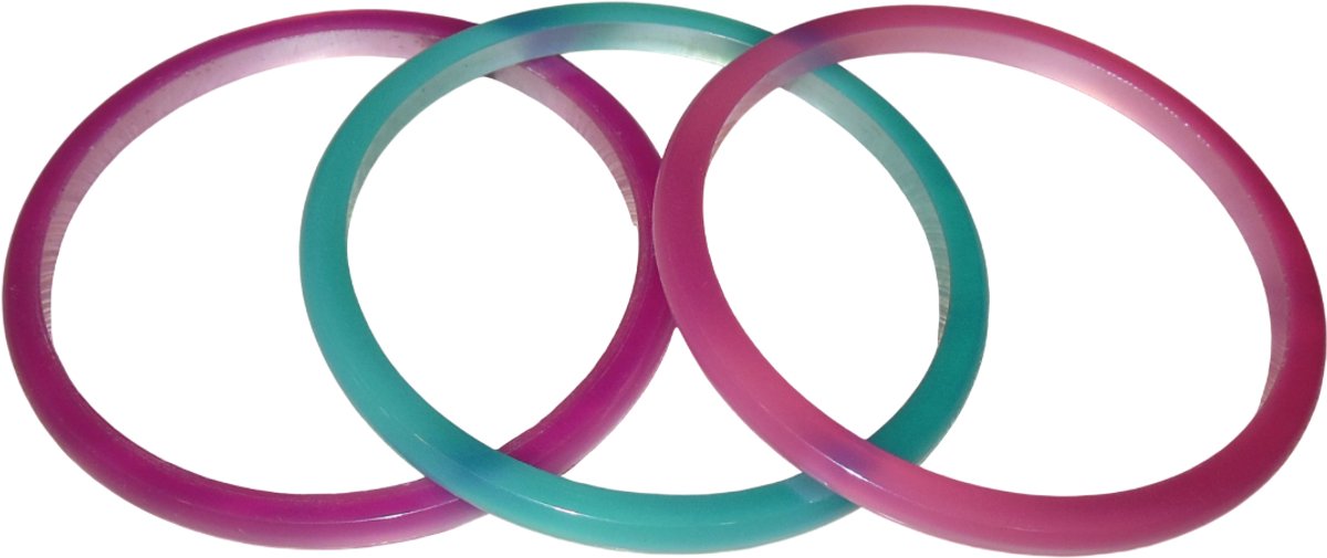 Armbanden donkerroze-turquoise-roze set van 3 stuks.
