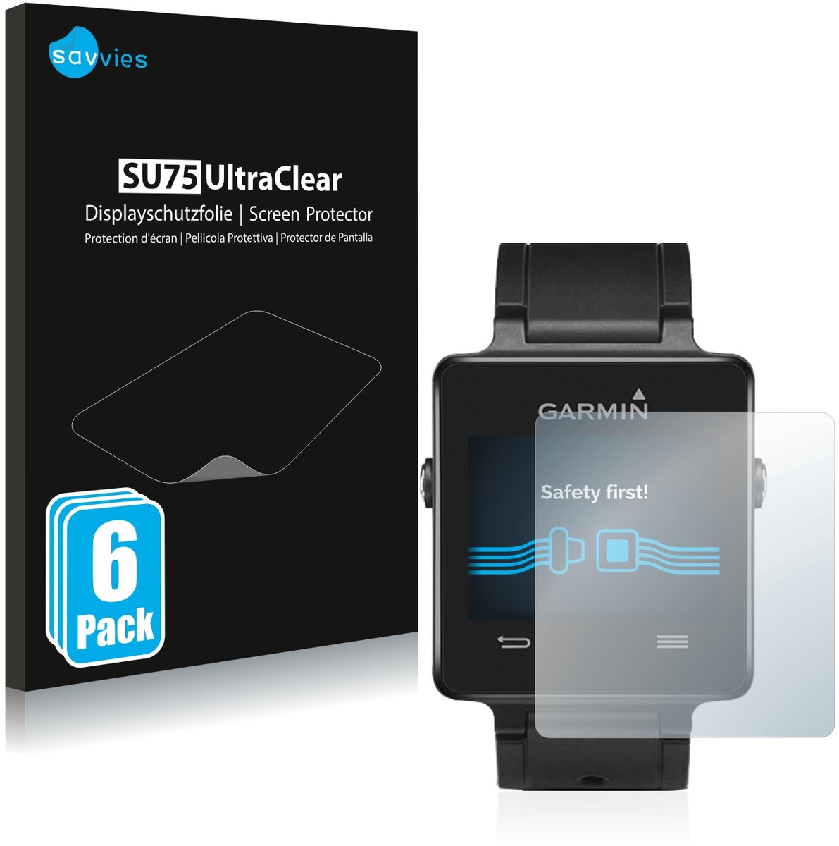 Savvies - Screenprotector voor Garmin vivoactive - Folie Beschermfolie transparant 6 Stuks