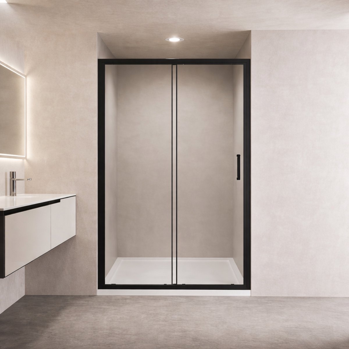 Thys Melbourne hoekschuifdeur 90x90 cm zwart – 8 mm helder glas met nano coating