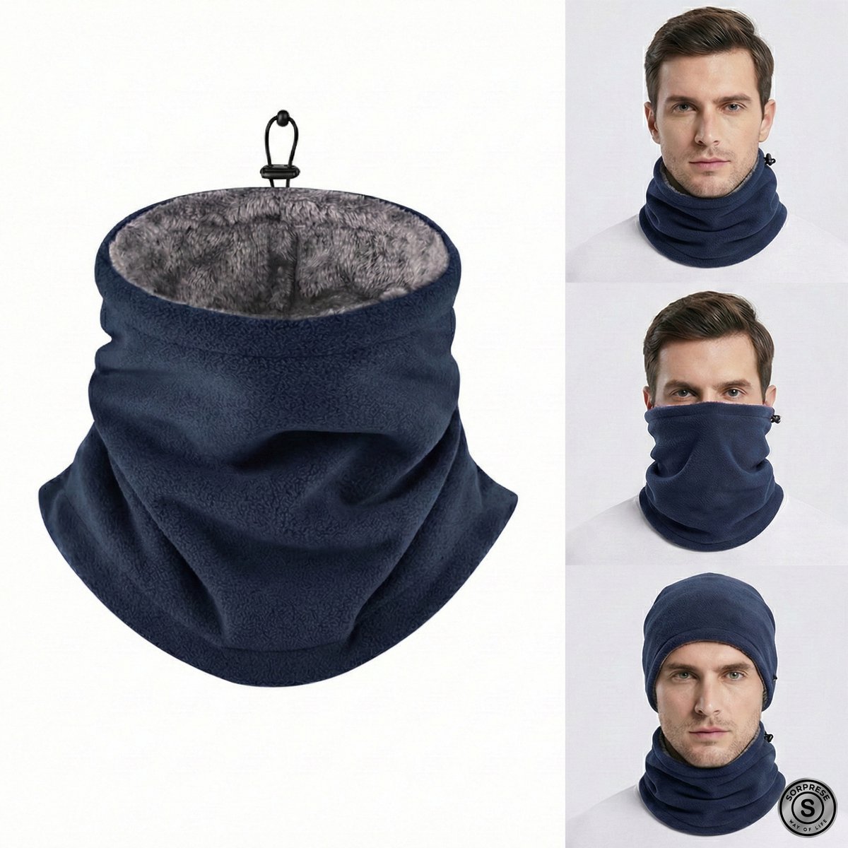 Sorprese Luxe Thermische Nekwarmer - Col Sjaal - Dubbele Fleece Voering - Dames & Heren - Extra Warm - One Size - Donkerblauw