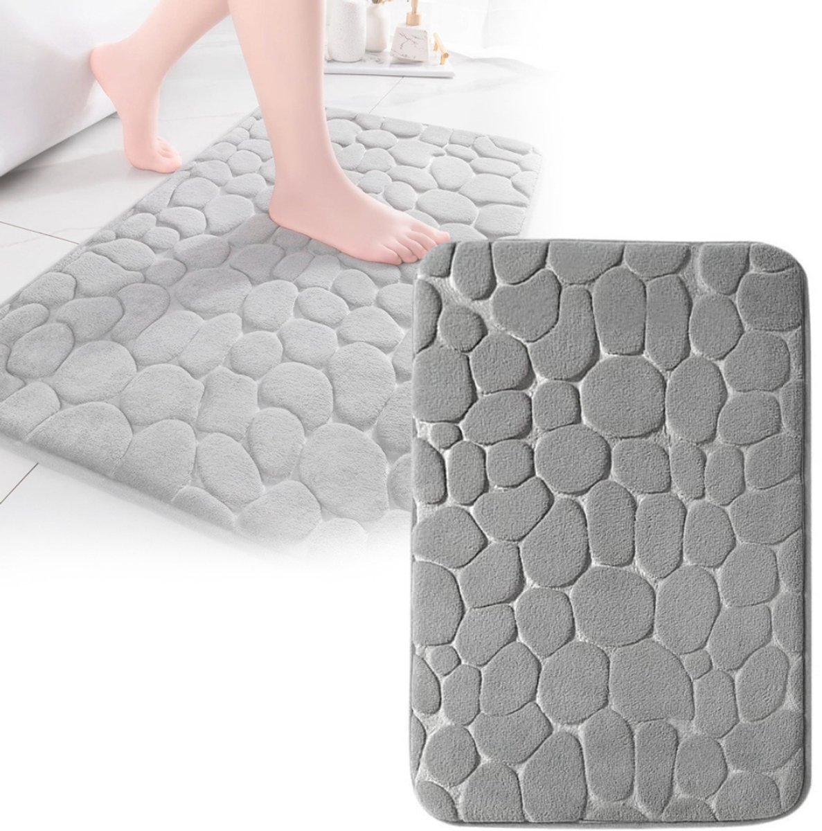 NBAP® Badmat Anti Slip - Douchemat - Bathroom mats - Grijs