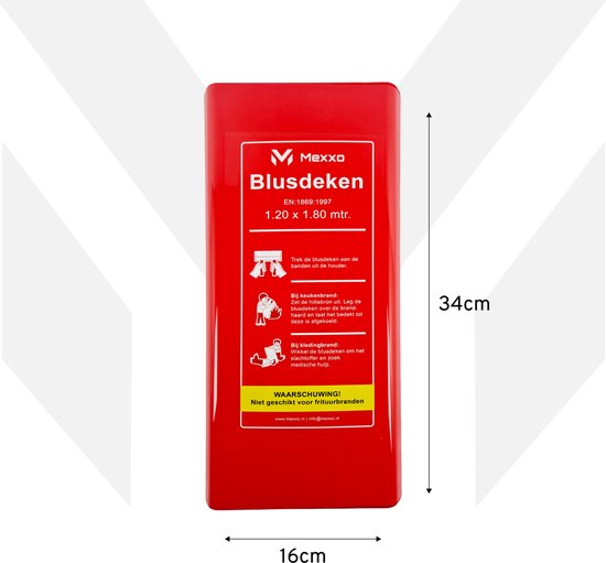 Gesloten rode hardcase Mexxo blusdeken, afmetingen 16cm x 34cm.