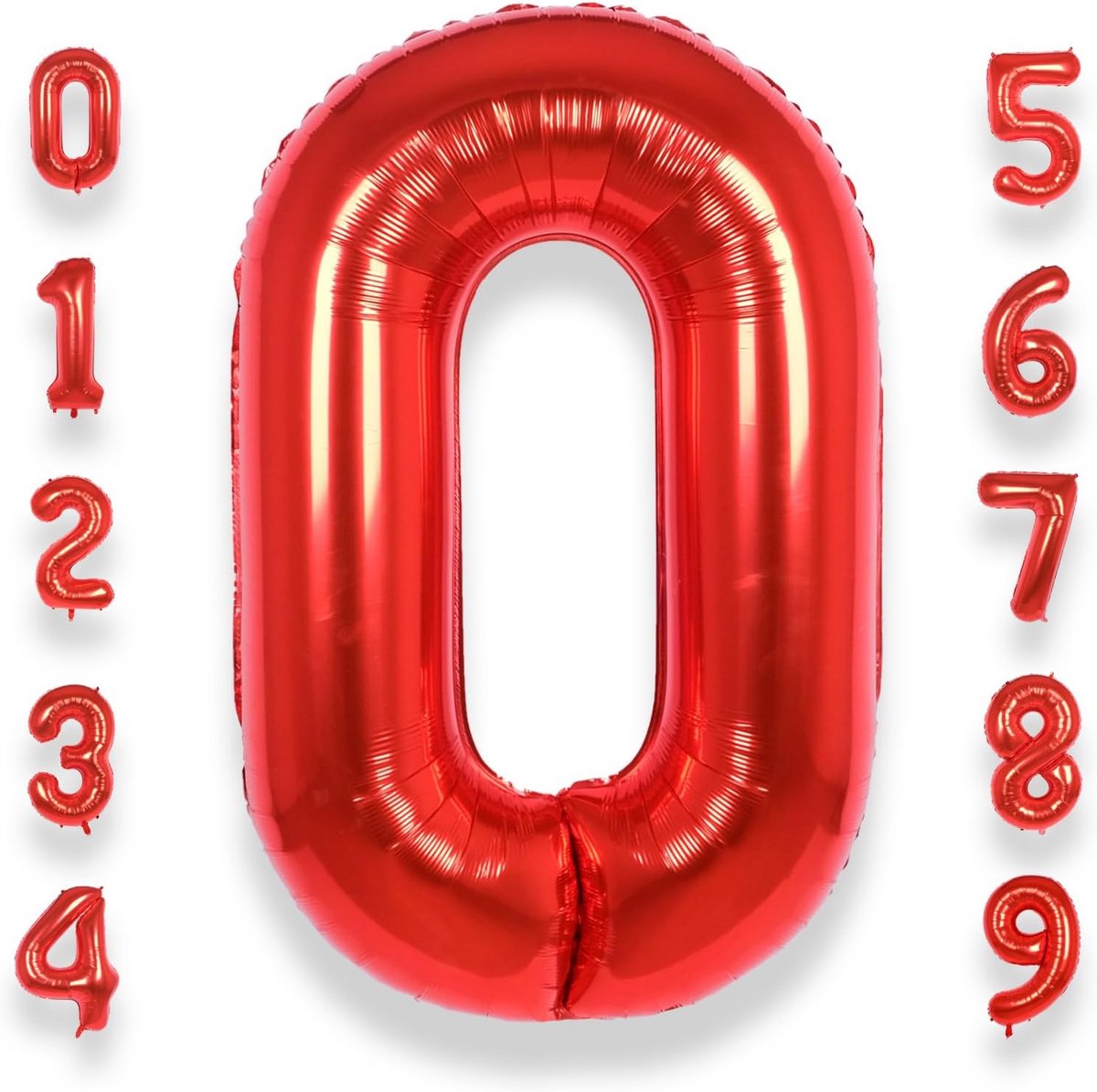 XXL Rode Cijferballon 0 - 101 cm Folieballon voor Verjaardag en Feestdecoratie