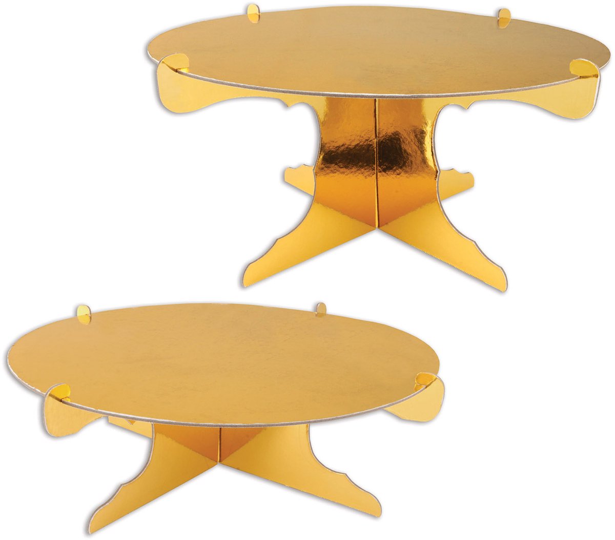360 DEGREES - Set van 2 metallic gouden taartstandaards van karton 31 cm