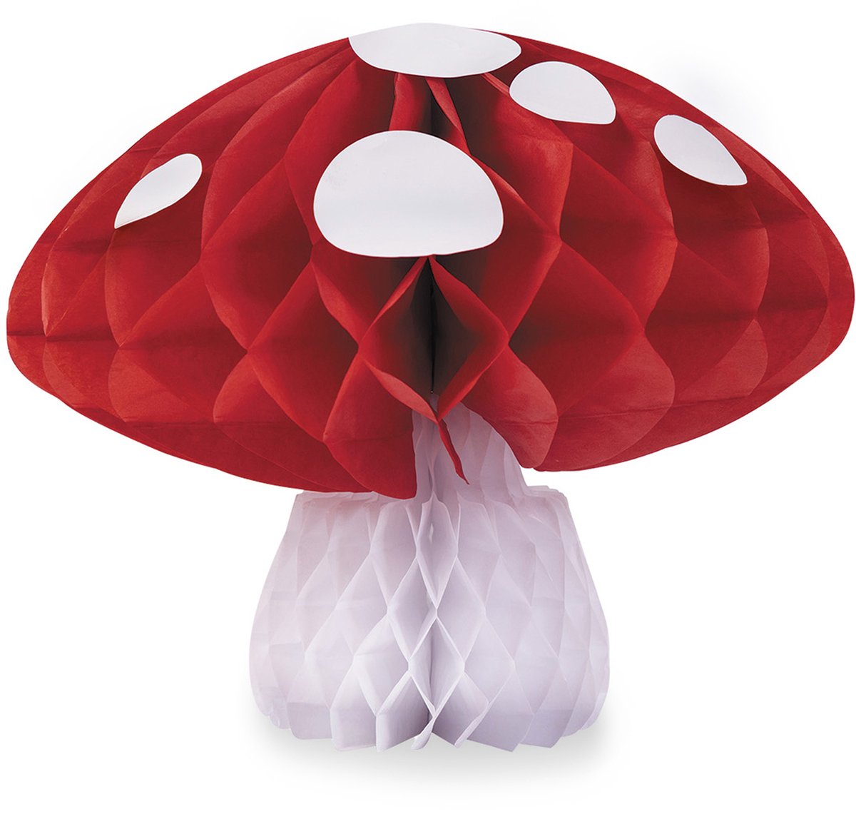 PARTYPRO - Decoratie kleine honingraatpaddenstoel 13 cm rood en wit