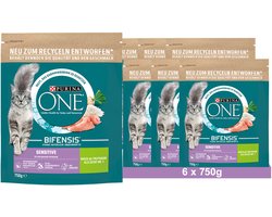 PURINA ONE BIFENSIS SENSITIVE droogvoer voor katten, rijk aan kalkoen (6 x 750g)
