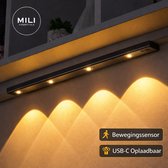 Mili Essentials LED Kastverlichting met Bewegingssensor - Keuken licht met Bewegingssensor - USB-C Oplaadbaar - Ultra Dun & Dimbaar - 50cm - Zwart