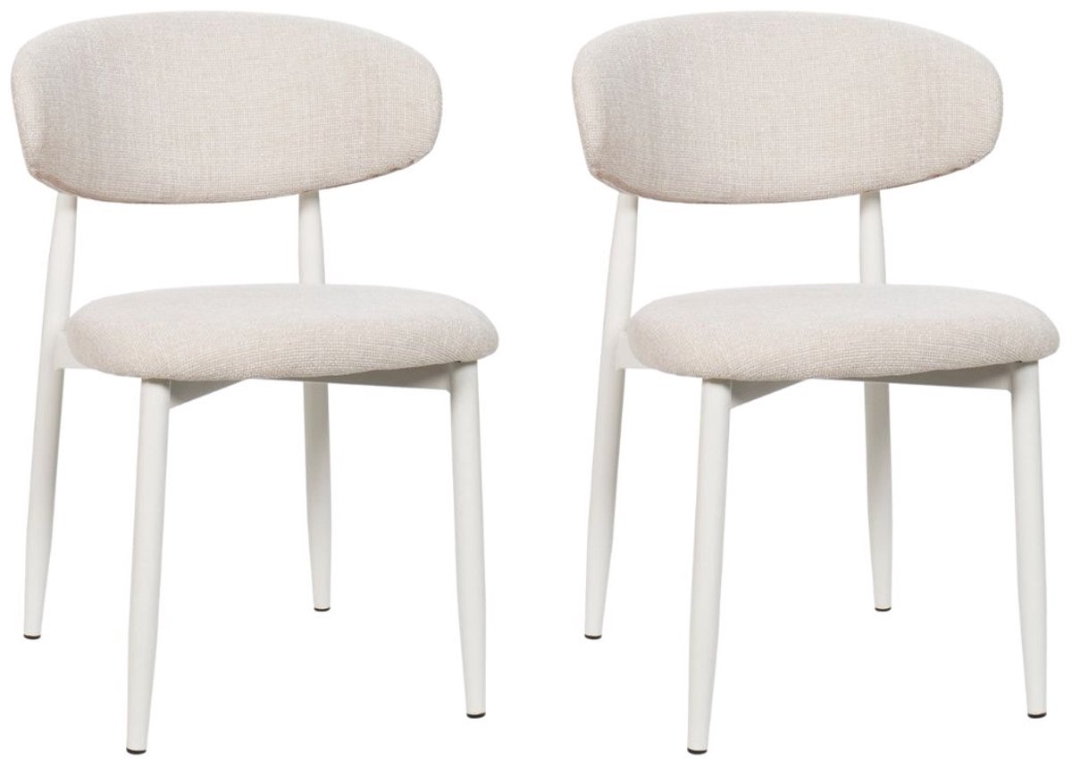 Giga Meubel Eetkamerstoel Alexia - Beige/Wit - Set van 2