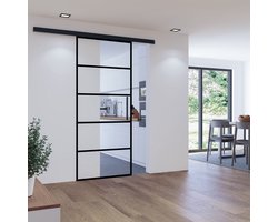 Schulte complete glazen schuifdeur 103x220 - veiligheidsglas - decor industrieel - staafgreep