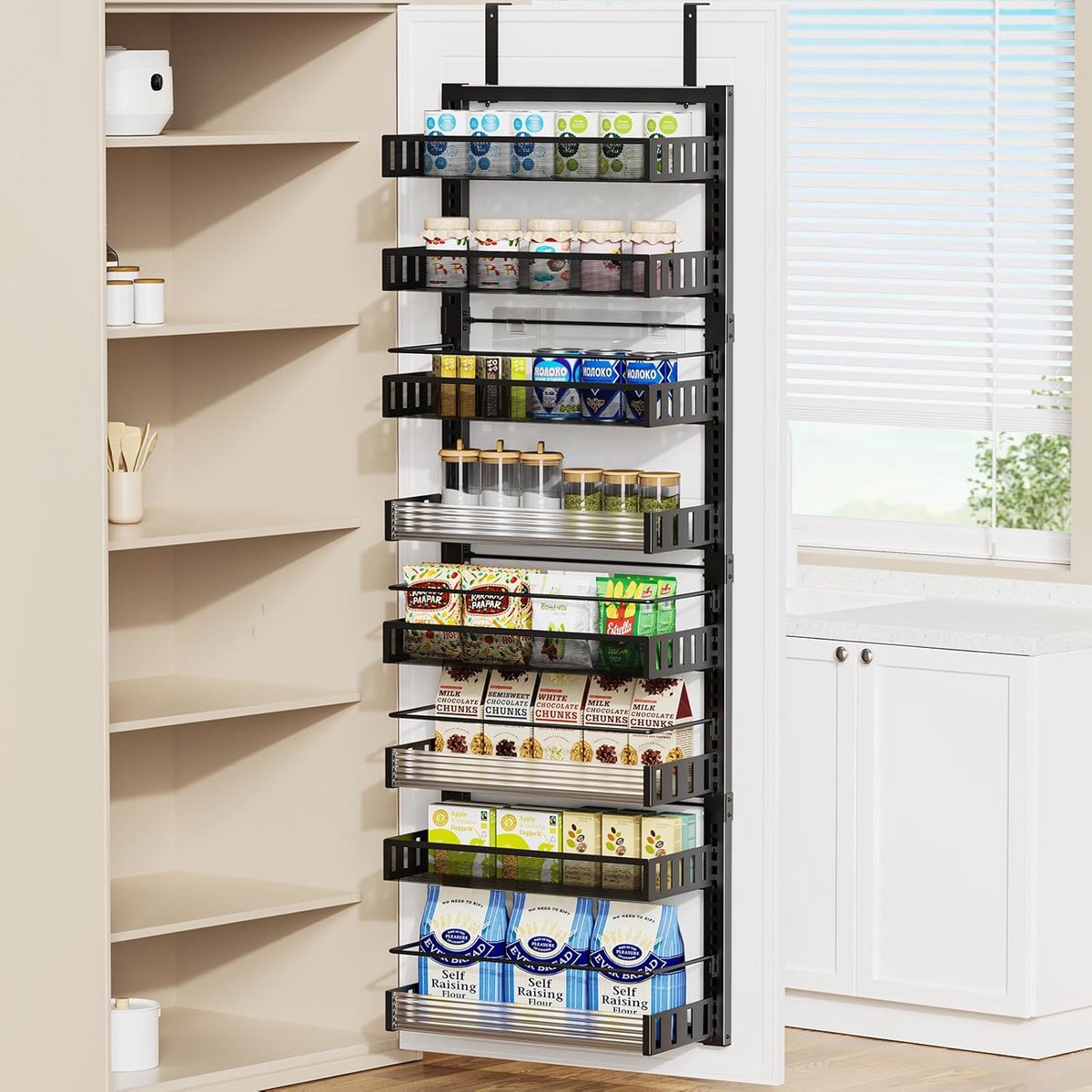 8-laags Boven Deur Opbergrek - Verstelbare Kruidenrek & Hangende Opslag voor Pantry