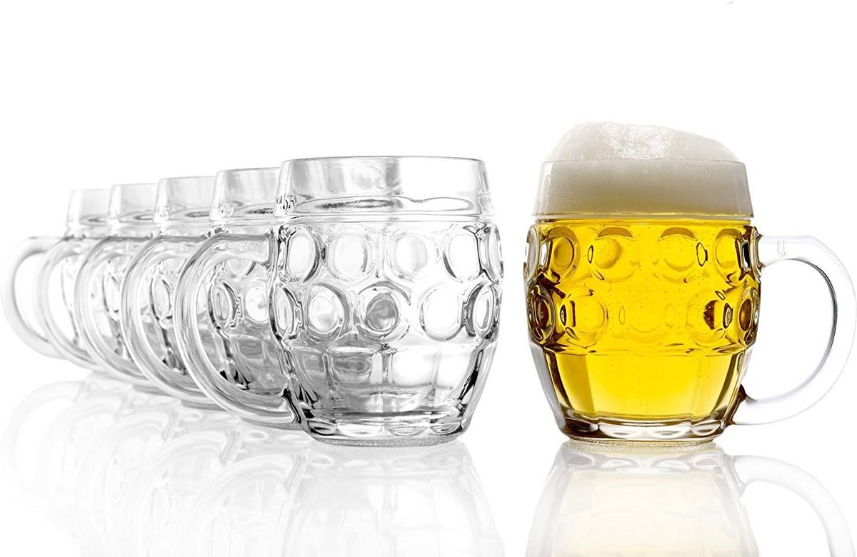Set van 6 Pintglazen met Vulstreep - 0,4L Bierglazen - Vaatwasserbestendig