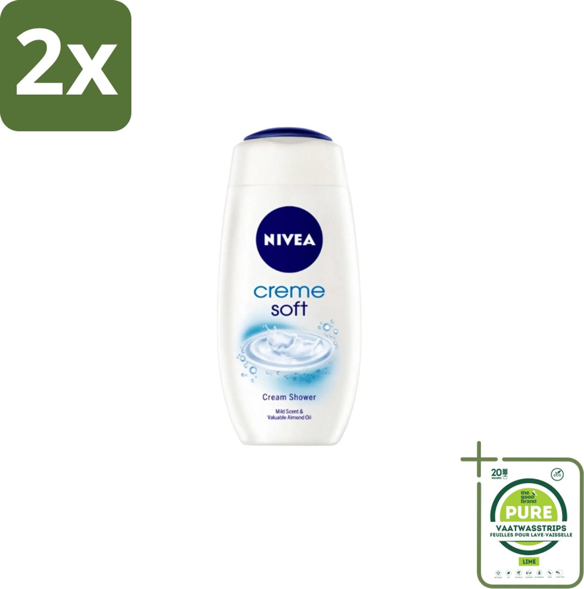 Nivea – Douchegel – Creme Soft – 750 ml - Voordeelverpakking - 2 stuks - Douchegel - Huidverzorging
