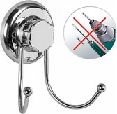 Megalock Dubbele RVS Ophanghaak - Handdoek Houder - Wand Ophang Haak Badkamerhaak - Wandhaak Zonder Boren - Heavy Duty Krachtige Zuignap - 16 Kg Draagvermogen!