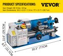 Blauwe minidraaibank met afmetingen: 30.3" / 77CM lengte en 8.5" / 21.7CM breedte. Label 'VEVOR'.