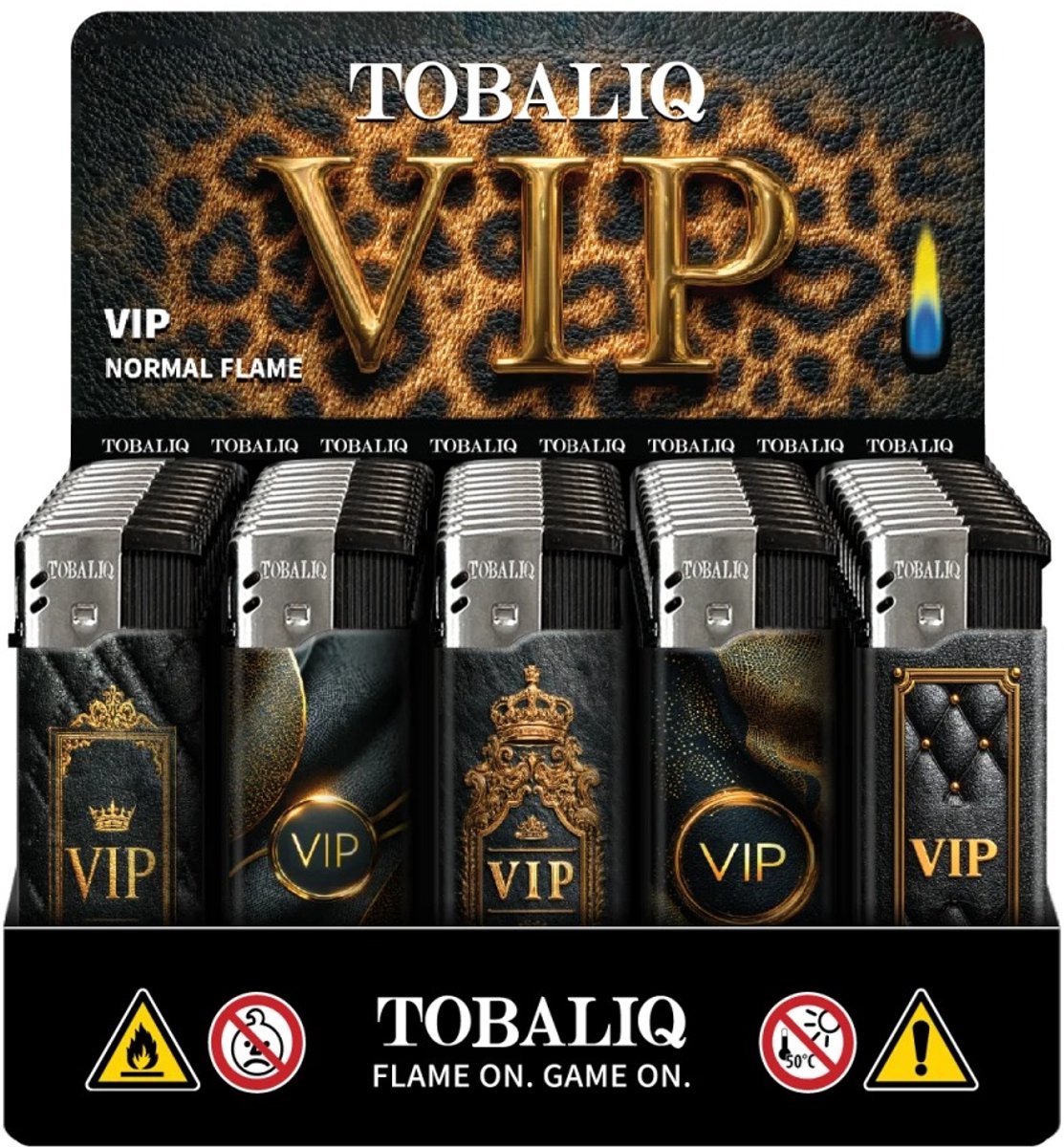 Elektronische aansteker hervulbaar - Design VIP - Display 50 stuks - wegwerpaansteker - electronic lighter - klik aanstekers
