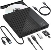 Heevli® Externe DVD Speler - CD Speler & Brander - Externe dvd brander - Optische drive - Drive voor Laptop & Macbook - Plug & Play - Data & Voeding Via USB 3.0 of USB C - Portable