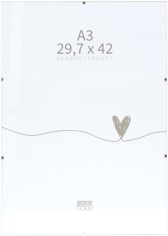 Cadre A3 (29,7x42cm) sans cadre avec une ligne et un cœur.
