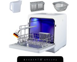 Sommertal SP9 Mini-vaatwasser | Tafelvaatwasser voor 1 tot 5 personen | borden tot 28 cm | 10+1 functies | Kleine compacte vaatwasser | vrijstaand, led, touch, 5 l waterreservoir & vaste aansluiting [energieklasse D]