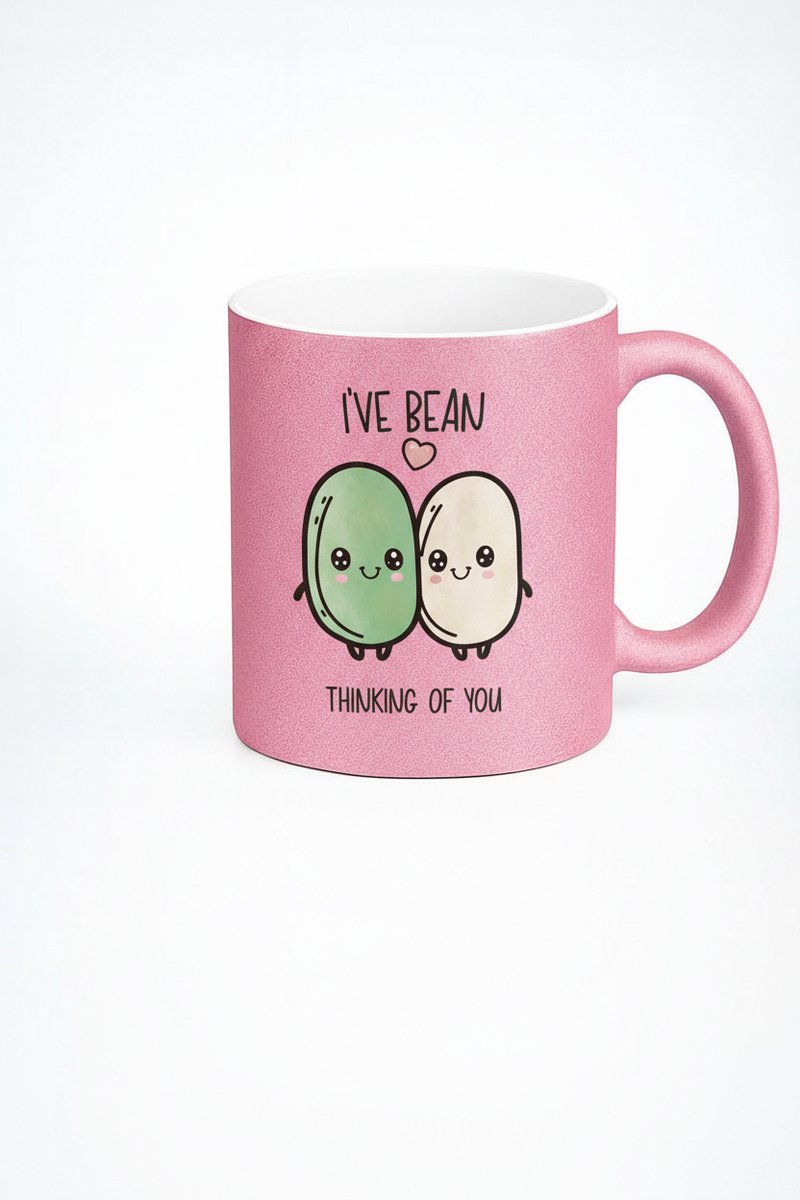 I've Bean Thinking of You Mok Roze - Leuke Bonen Liefdes Beker - Valentijn Cadeau