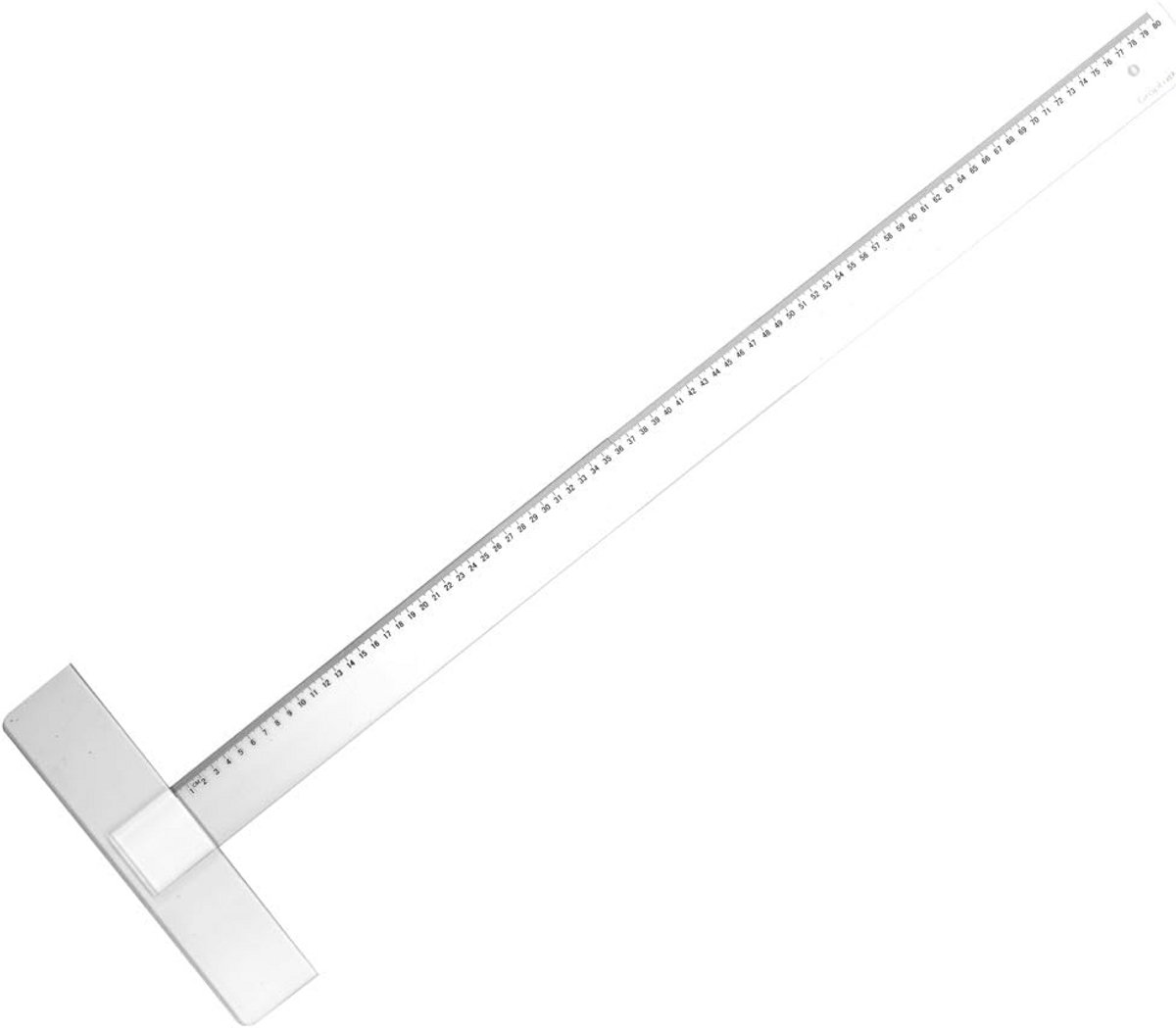 Professionele Tekenliniaal met Afgeschuinde Rand, Vuilafstotend, 80 cm, Transparant